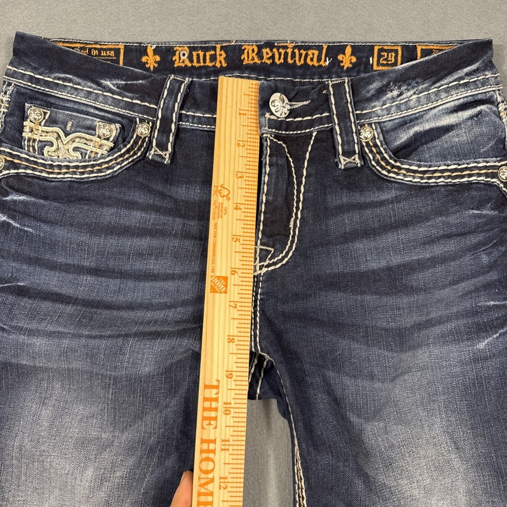 Rock Revival  KARIA Capri Jeans Women's 29  Embellished Fleur Pocket  WHISKERING - Picture 8 of 10